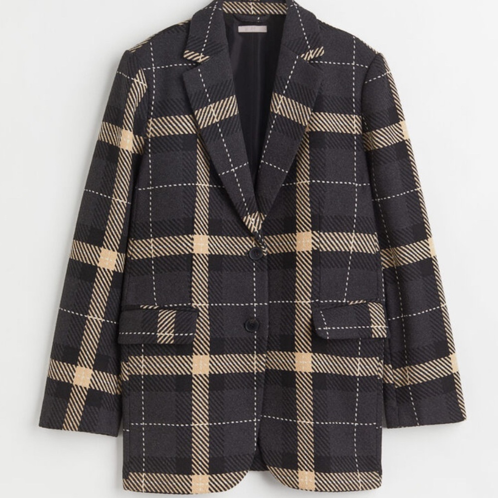 H&M wool blend Plaid Blazer